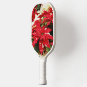 Festive Red White Floral Poinsettias Pickleball Paddle (Links)