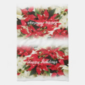 Festive Red White Floral Poinsettias Theedoek (Verticaal)