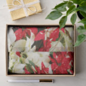 Festive Red White Floral Poinsettias Tissuepapier (Geschenk)