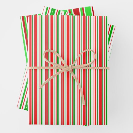 Festive Red, White, Green Kerstmis Threadlines Inpakpapier Vel (In situ)
