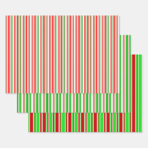 Festive Red, White, Green Kerstmis Threadlines Inpakpapier Vel