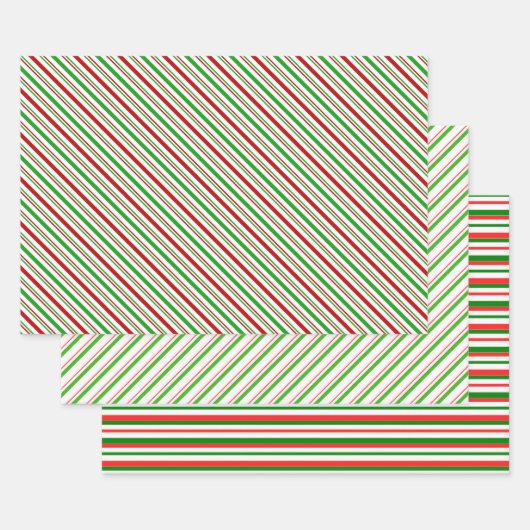 Festive Red, White, Green Kerststijl Patronen Inpakpapier Vel (Set)