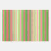 Festive Red, White, Green KerstStyle Stripes Inpakpapier Vel (Voorkant 3)