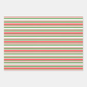 Festive Red, White, Green KerstStyle Stripes Inpakpapier Vel (Voorkant 2)
