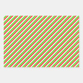 Festive Red, White, Green KerstStyle Stripes Inpakpapier Vel (Voorkant)