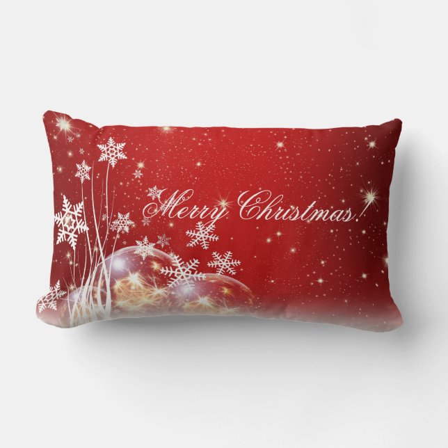 Festive Red & White Holiday Lumbar Pillow Kussen (Voorkant)