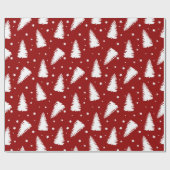 Festive Red White-kerstboom Snowflake-patroon Cadeaupapier (Vlak)