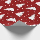 Festive Red White-kerstboom Snowflake-patroon Cadeaupapier (Hoek)