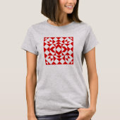Festive Red White Kerstmis Geometric Quilt Art T-shirt (Voorkant)