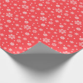 Festive Red White Snowflakes Cadeaupapier (Hoek)