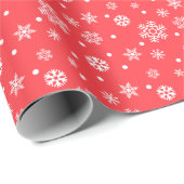 Festive Red White Snowflakes Cadeaupapier (Rol Hoek)