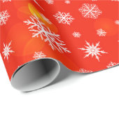 Festive Red White Winter Snowflakes | Kerstmis Cadeaupapier (Rol Hoek)