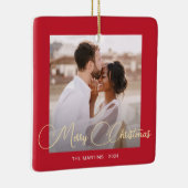 Festive Red Winter Deer Keramisch Ornament (Rechts)