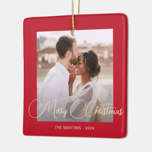 Festive Red Winter Deer Keramisch Ornament (Links)