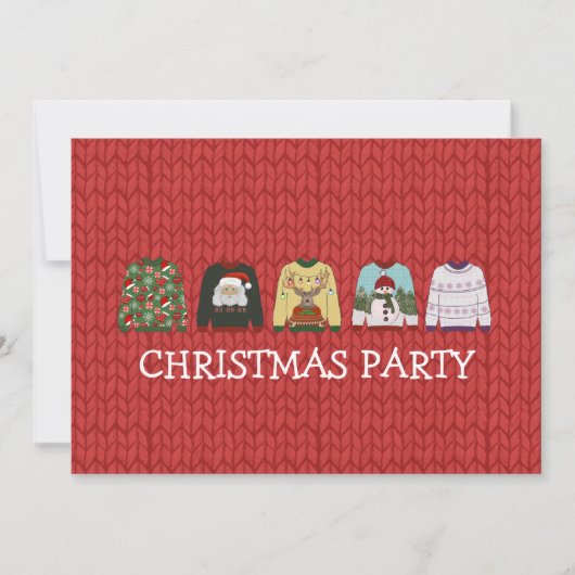 Festive Red Wool Ugly kerstSweater Party Invi Kaart (Voorkant)
