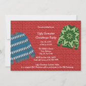 Festive Red Wool Ugly kerstSweater Party Invi Kaart (Achterkant)
