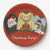 Festive Red Wool Ugly Sweater Kerstparty Papieren Bordje (Voorkant)