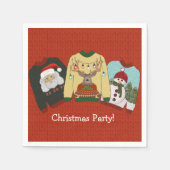 Festive Red Wool Ugly Sweater Kerstparty Servet (Voorkant)