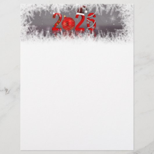 Festive Red Xmas New Year 2026 Stationery Paper Briefhoofd (Voorkant)