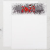 Festive Red Xmas New Year 2026 Stationery Paper Briefhoofd (Voorkant / Achterkant)