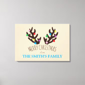 Festive Reindeer Antlers, Gepersonaliseerde Famili Canvas Afdruk (Voorkant)