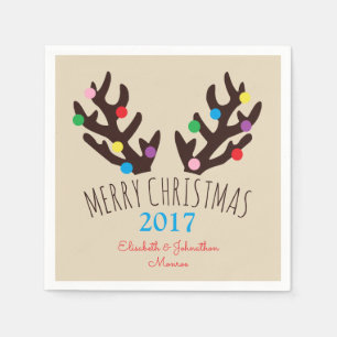 Festive Reindeer Antlers, Kerstmis Napkin Servet