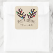 Festive Reindeer Antlers, kerstvierkant Sticker (Tas)