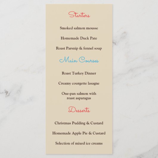 Festive Reindeer Antlers, Menu Kerstmis (Achterkant)