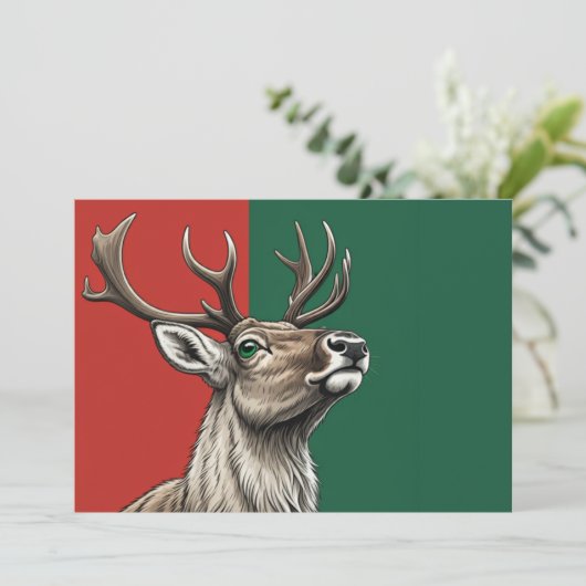 Festive Reindeer Bedankkaart (Staand voorkant)