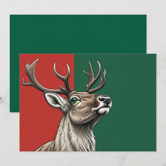 Festive Reindeer Bedankkaart (Voorkant / Achterkant)