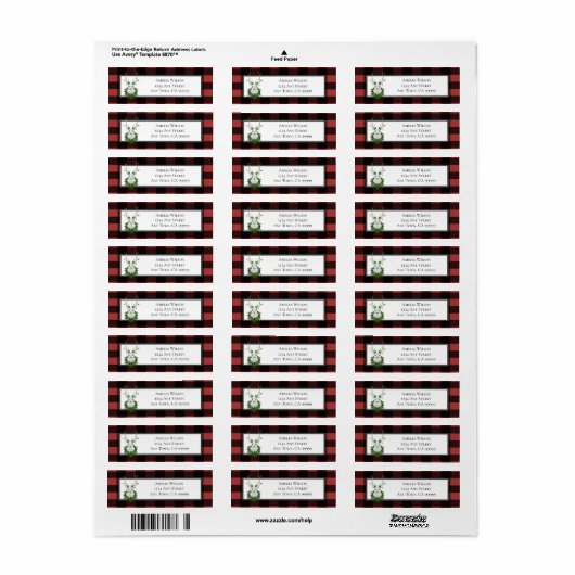 Festive Reindeer Buffalo Pset Address Label (Full Sheet)