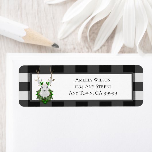 Festive Reindeer Buffalo Pset Address Label (Insitu)