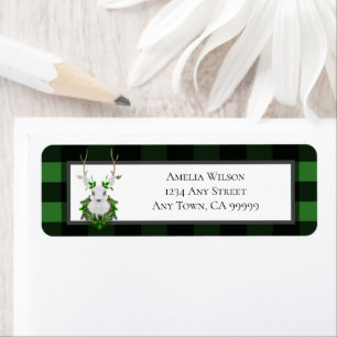 Festive Reindeer Buffalo Pset Address Label