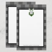 Festive Reindeer Buffalo Pset Personalized Briefpapier (Voorkant / Achterkant)