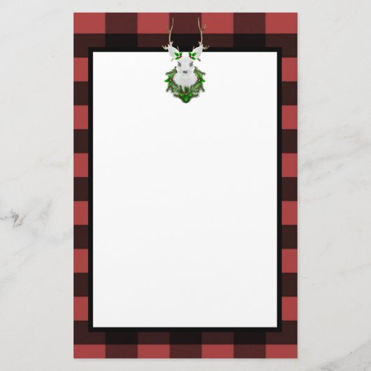 Festive Reindeer Buffalo Pset Personalized Briefpapier (Achterkant)