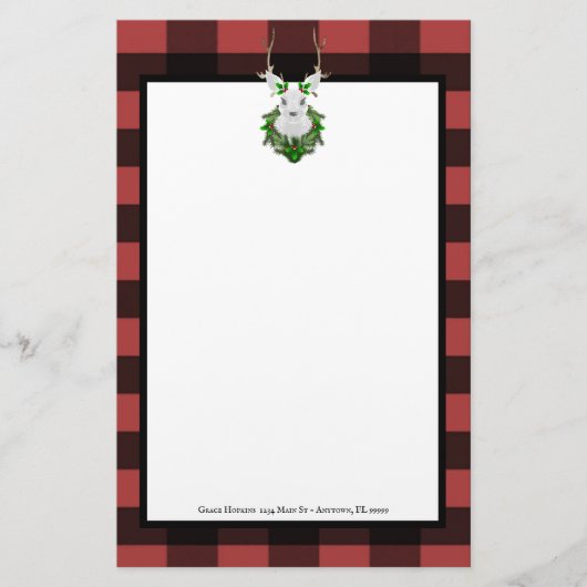 Festive Reindeer Buffalo Pset Personalized Briefpapier (Voorkant)