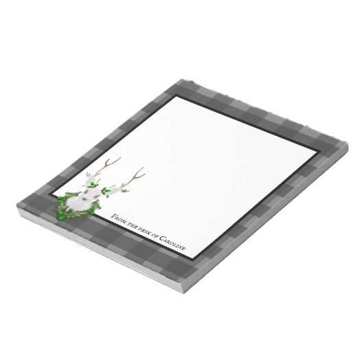 Festive Reindeer Buffalo Pset Personalized Notitieblok (Linkerzijde)