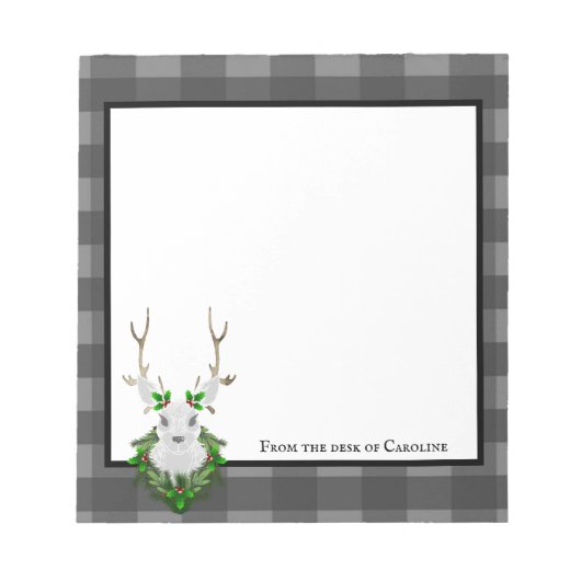 Festive Reindeer Buffalo Pset Personalized Notitieblok (Voorkant)
