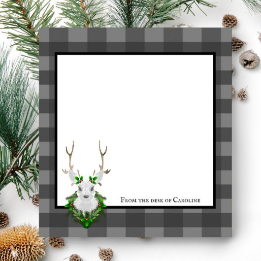 Festive Reindeer Buffalo Pset Personalized Notitieblok