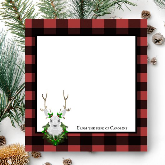Festive Reindeer Buffalo Pset Personalized Notitieblok