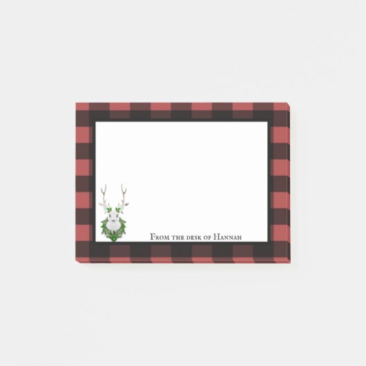 Festive Reindeer Buffalo Pset Personalized Post-it® Notes (Voorkant)