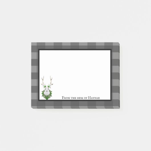 Festive Reindeer Buffalo Pset Personalized Post-it® Notes (Voorkant)