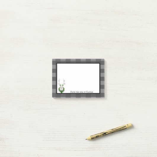 Festive Reindeer Buffalo Pset Personalized Post-it® Notes (Op bureau)
