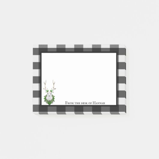 Festive Reindeer Buffalo Pset Personalized Post-it® Notes (Voorkant)