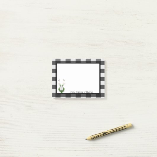 Festive Reindeer Buffalo Pset Personalized Post-it® Notes (Op bureau)