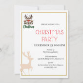 Festive Reindeer Christmas invitation Kaart (Voorkant)