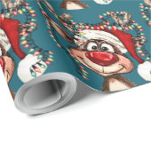 Festive Reindeer Christmas Shower Curtain Cadeaupapier (Rol Hoek)