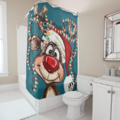 Festive Reindeer Christmas Shower Curtain Douchegordijn (In situ)