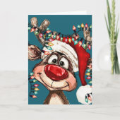 Festive Reindeer Christmas Shower Curtain Kaart (Voorkant)