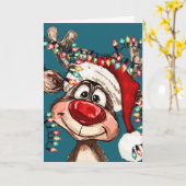 Festive Reindeer Christmas Shower Curtain Kaart (Gele Bloem)